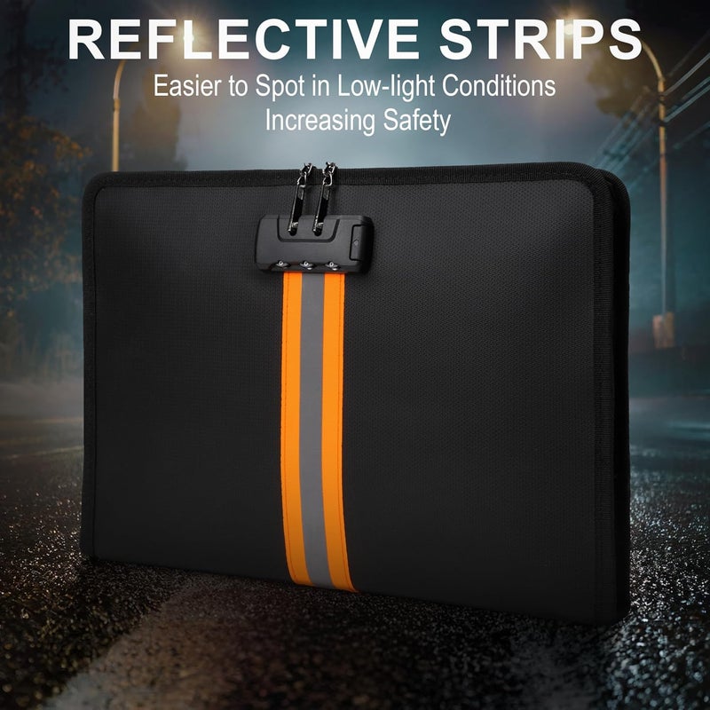 XIAODUN Fireproof Document Bag with Lock，13"×9.2" Fireproof Money Bag，with Zipper and Lock，Suitable for Tablets, A4 Documents, Cash, Mobile Phones, Credit Cards and Notarized Documents. - Image 4